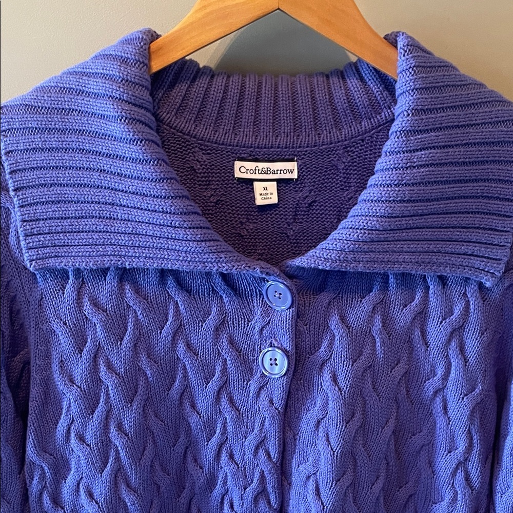 Croft & Barrow Womens Perriwinke Cable Knit Cardigan Size‎ XL - Picture 3 of 5